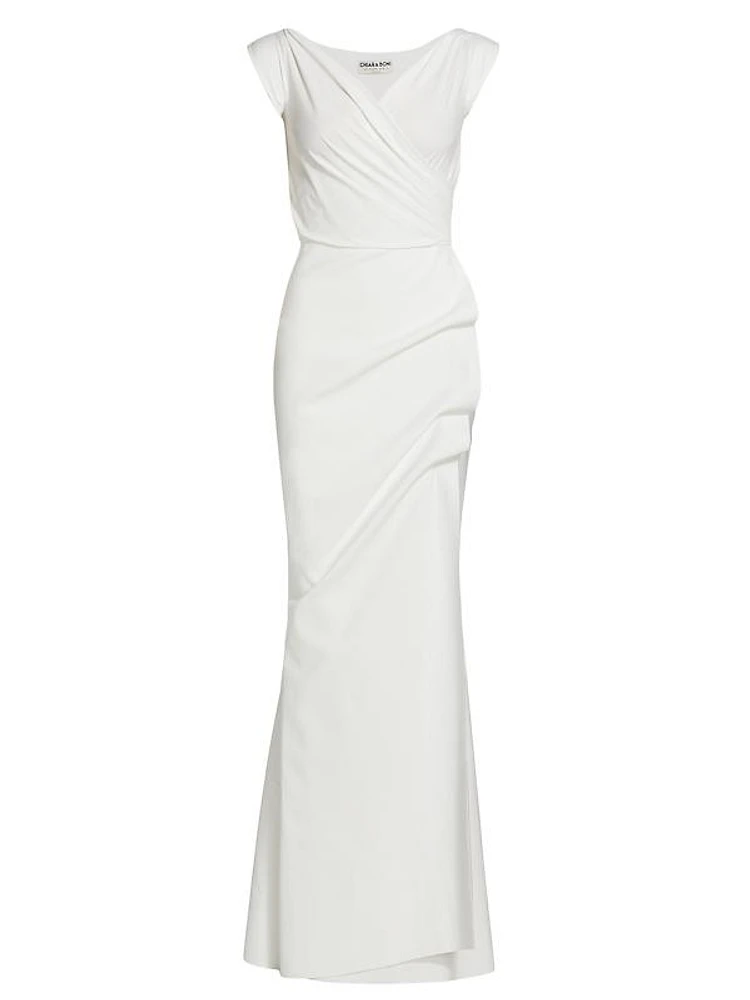 Egea Cap-Sleeve Jersey Gown