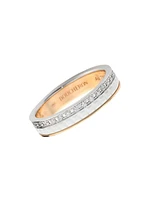 Quatre White Edition Two-Tone 18K Gold, Ceramic & 0.24 TCW Diamond Wedding Band