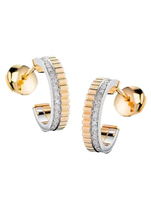 Quatre Radiant Edition 18K Yellow Gold, White Gold & Diamond Hoop Earrings