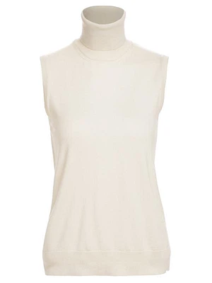 Sleeveless Turtleneck Cashmere Sweater