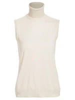 Sleeveless Turtleneck Cashmere Sweater