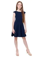 Girl's Textured Cap Sleeve Dress