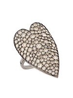 Black Rhodium-Plated & 2.86 TCW Diamond Heart Ring