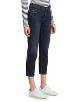 Le Garçon Mid-Rise Crop Roll Cuff Jeans