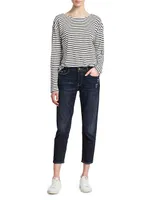 Le Garçon Mid-Rise Crop Roll Cuff Jeans