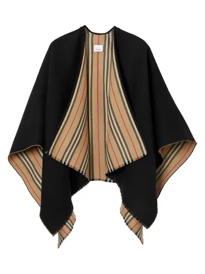 Icon Stripe To Solid Wool Cape