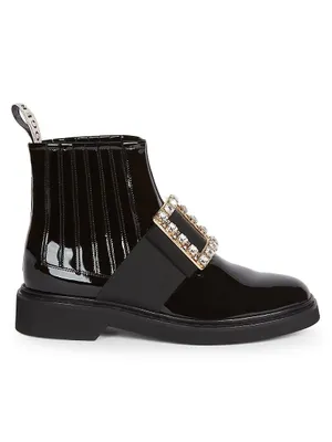 Viv Rangers Strass Patent Leather Chelsea Boots