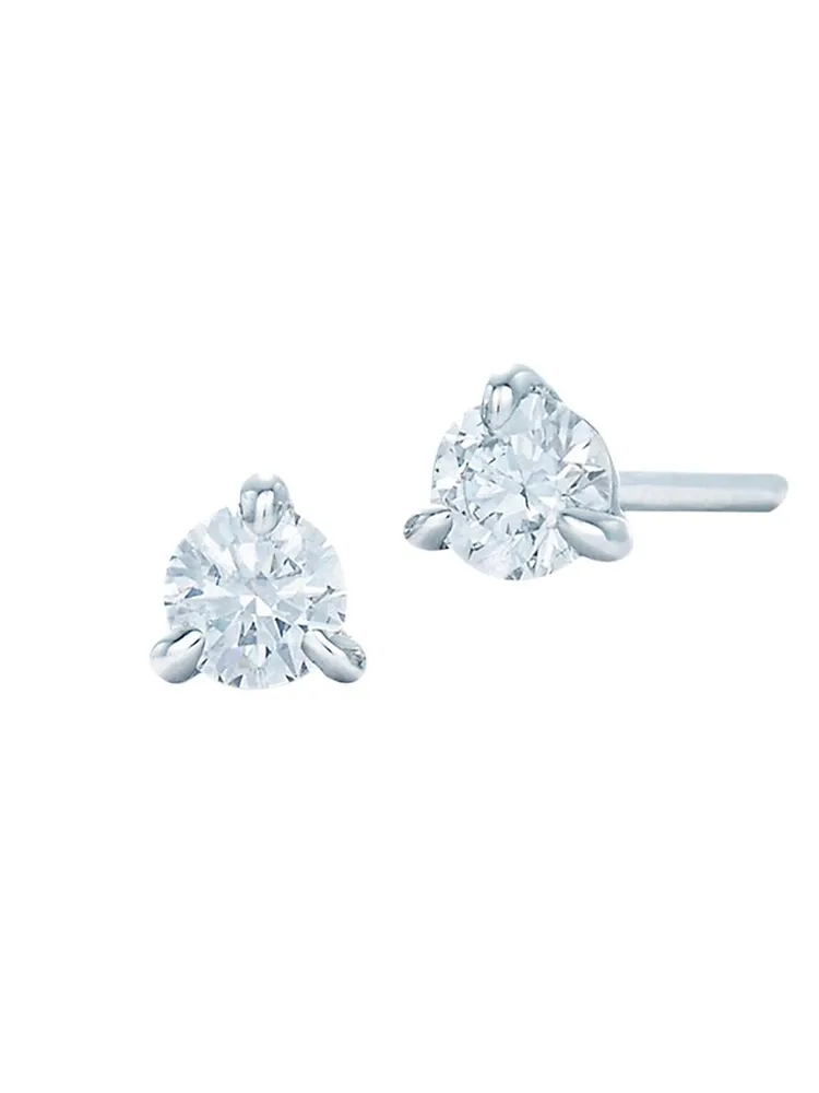 Stud Platinum & Diamond Solitaire Round Stud Earrings/0.25 TCW