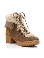 Eileen Lamb Fur-Lined Suede Hiking Boots