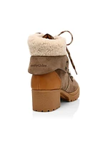 Eileen Lamb Fur-Lined Suede Hiking Boots