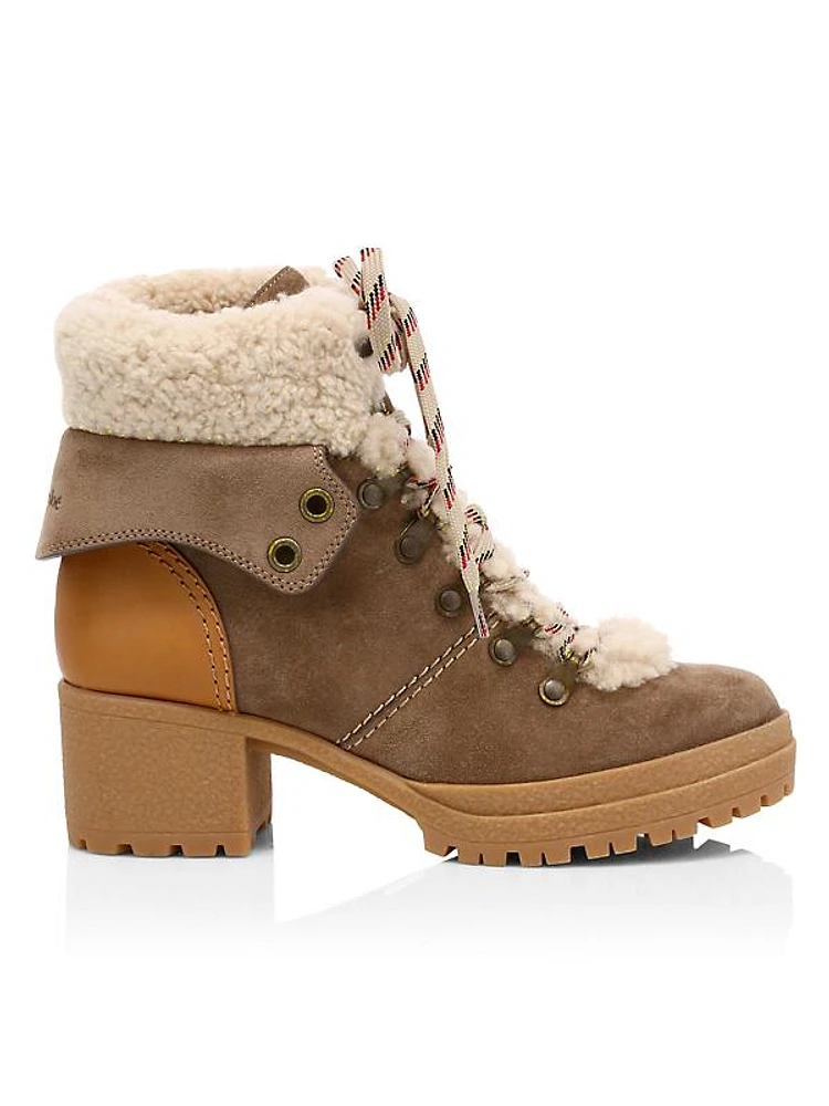 Eileen Lamb Fur-Lined Suede Hiking Boots