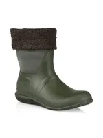 Roll Top Rubber & Neoprene Faux-Sherpa-Lined Boots