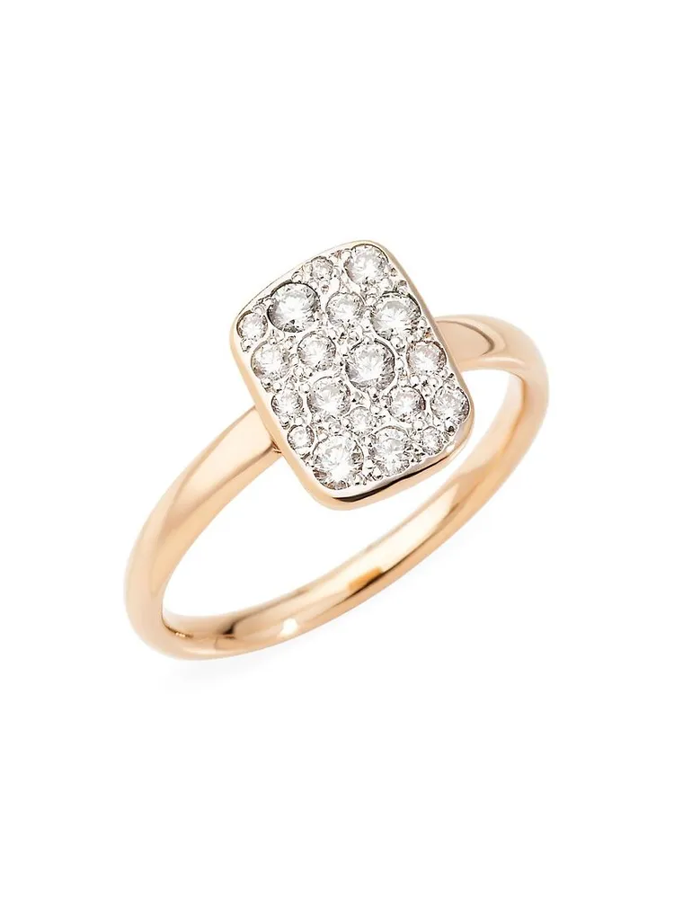 Sabbia 18K Rose Gold & Diamond Rectangular Ring