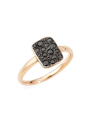 Sabbia Small 18K Rose Gold & Black Diamond Rectangular Ring