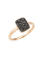 Sabbia Small 18K Rose Gold & Black Diamond Rectangular Ring