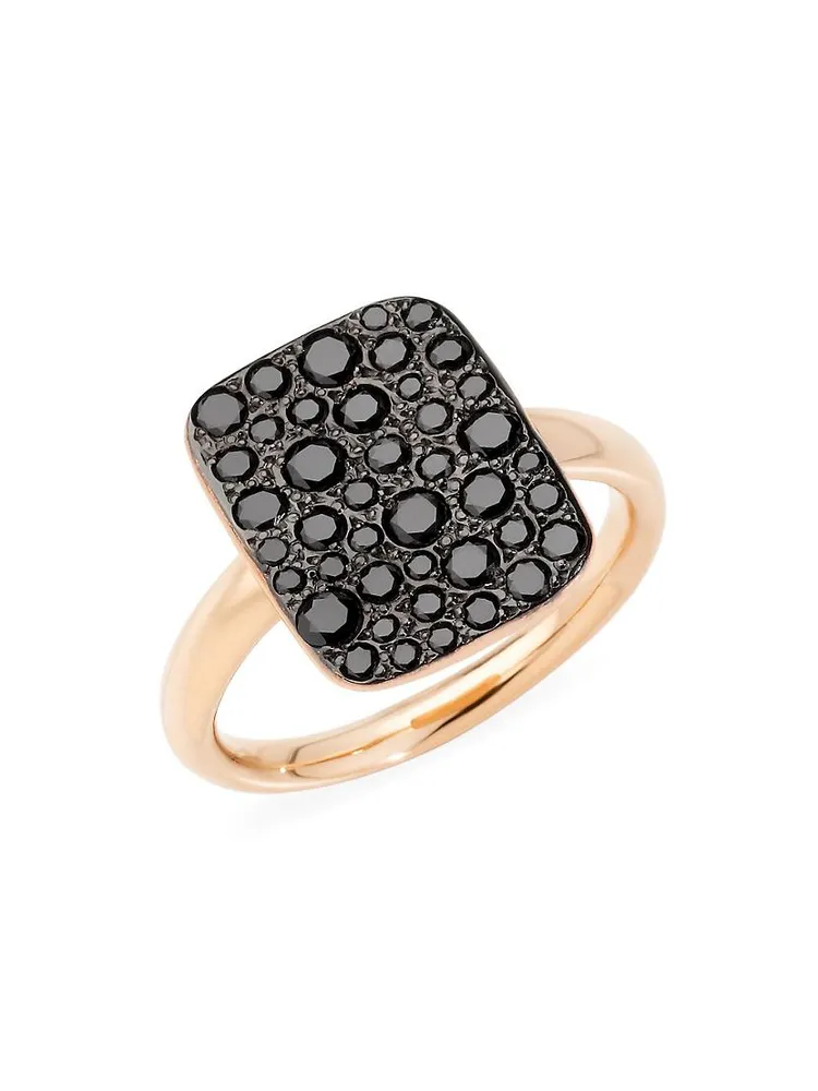 Sabbia 18K Rose Gold & Black Diamond Rectangular Ring