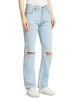 High-Rise Ripped-Knee Loose Jeans