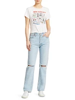 High-Rise Ripped-Knee Loose Jeans