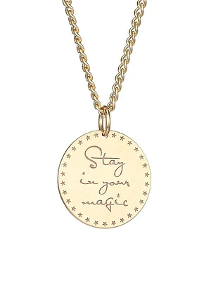 Mantras 14K Yellow Gold "Stay In Your Magic" Disc Pendant Necklace