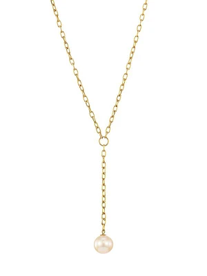 14K Yellow Gold & Freshwater 8MM Pearl Lariat Necklace