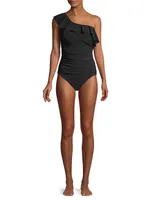 One-Shoulder Ruffle One-Piece Swimsuit