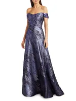 Brocade Off-The-Shoulder Gown