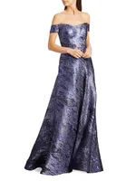 Brocade Off-The-Shoulder Gown