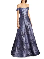 Brocade Off-The-Shoulder Gown