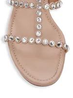 Tequila Crystal-Embellished Leather Flat Sandals