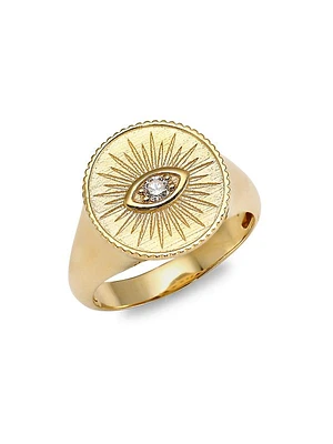 14K Yellow Gold & Diamond Marquis Eye Ring