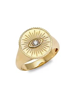 14K Yellow Gold & Diamond Marquis Eye Ring