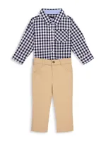 Baby's Gingham Shirt Bodysuit