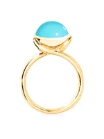 Large Bouton 18K Yellow Gold & Turquoise Ring