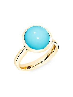 Large Bouton 18K Yellow Gold & Turquoise Ring