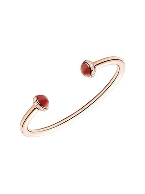 Possession 18K Rose Gold, Carnelian & Diamond Open Bangle Bracelet