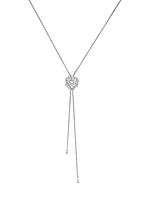 Rose 18K White Gold & Diamond Pendant Lariat Necklace