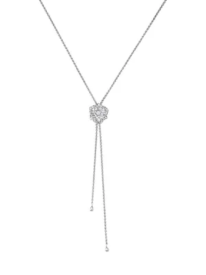 Rose 18K White Gold & Diamond Pendant Lariat Necklace