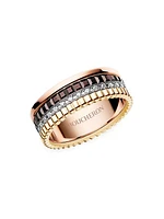 Unisex Quatre Classique Tri-Tone 18K Gold, 0.25 TCW Diamond & PVD Ring