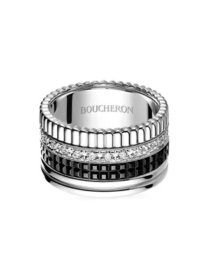 Quatre 18K White Gold, Black PVD & 0.51 TCW Diamonds Ring