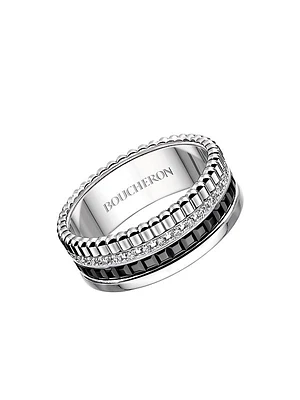 Quatre Black Edition 18K White Gold, 0.25 TCW Diamond & PVD Ring