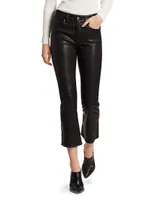 Le Crop High-Rise Mini Bootcut Leather Pants