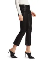 Le Crop High-Rise Mini Bootcut Leather Pants