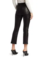 Le Crop High-Rise Mini Bootcut Leather Pants