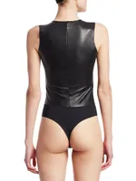 Faux Leather Sleeveless Bodysuit