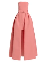 Silk Faille Strapless Minidress with Convertible Bow Skirt