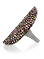 Black Rhodium-Plated & Tourmaline Ring