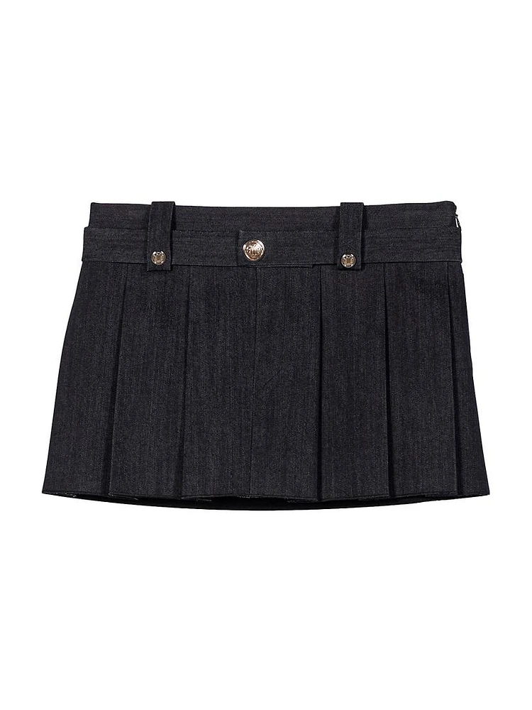 Black Denim-Effect Mini Skirt