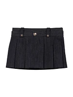 Black Denim-Effect Mini Skirt