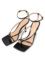 Stretch Leather Strappy Thong Sandals