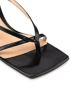 Stretch Leather Strappy Thong Sandals